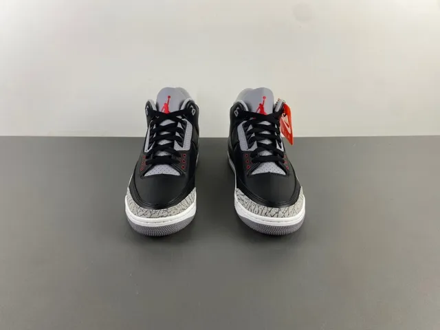 Tênis de basquete Air Jordan 3 Black Cement com estampa de elefante 11