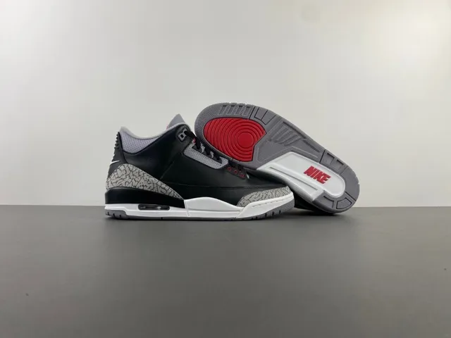 Tênis de basquete Air Jordan 3 Black Cement com estampa de elefante 12