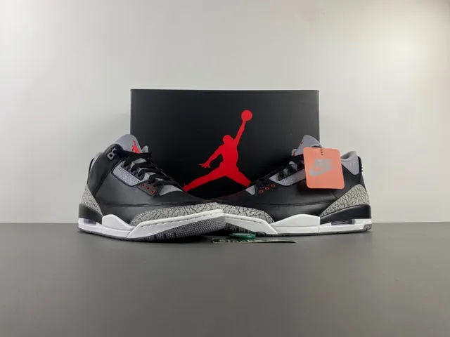 Tênis de basquete Air Jordan 3 Black Cement com estampa de elefante 13