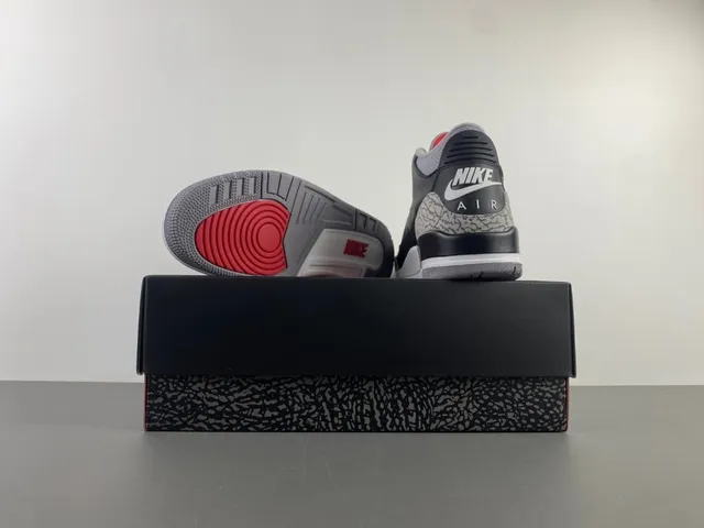 Tênis de basquete Air Jordan 3 Black Cement com estampa de elefante 15