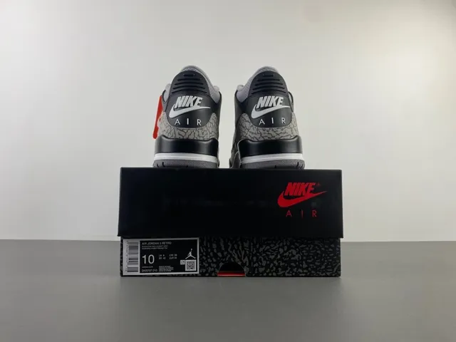 Tênis de basquete Air Jordan 3 Black Cement com estampa de elefante 17