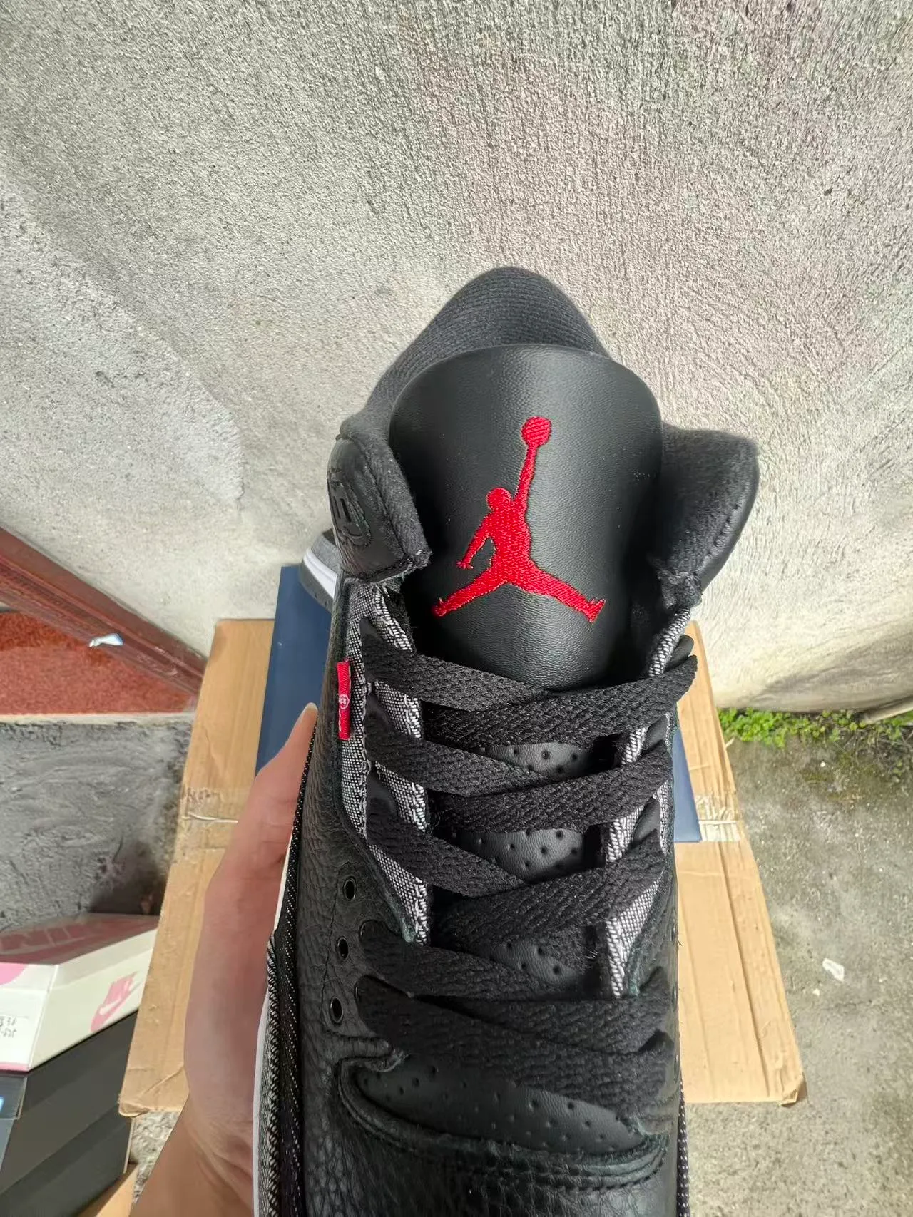 Air Jordan 3 ब्लैक ग्रे टेक्सचर्ड अपर बास्केटबॉल शूज़ 5