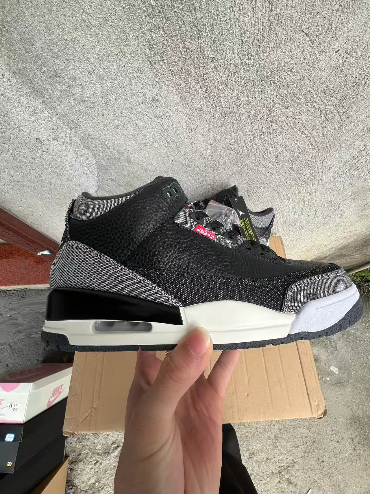 Air Jordan 3 ब्लैक ग्रे टेक्सचर्ड अपर बास्केटबॉल शूज़ 8