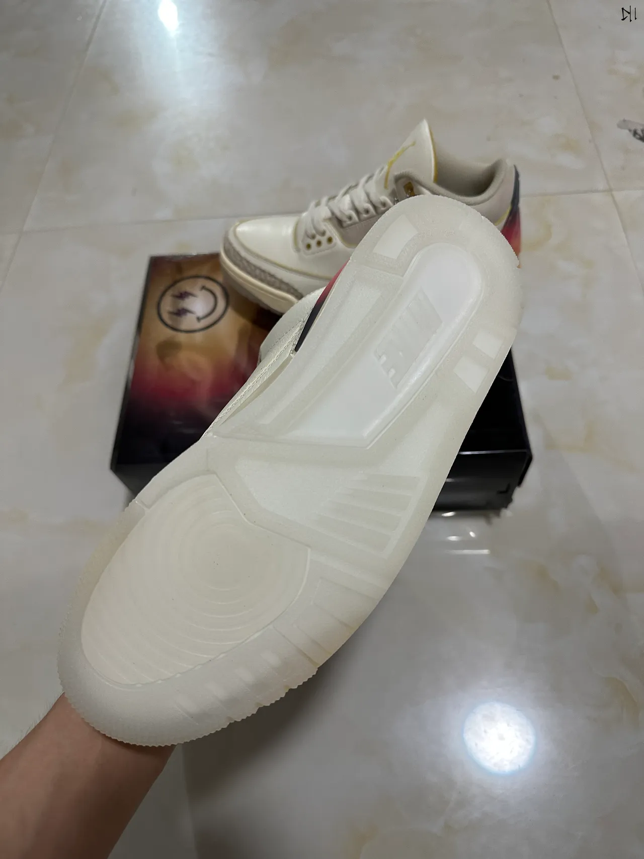 Air Jordan 3 Off-White ক্রিম গ্র্যাডিয়েন্ট হিল বাস্কেটবল জুতো 6
