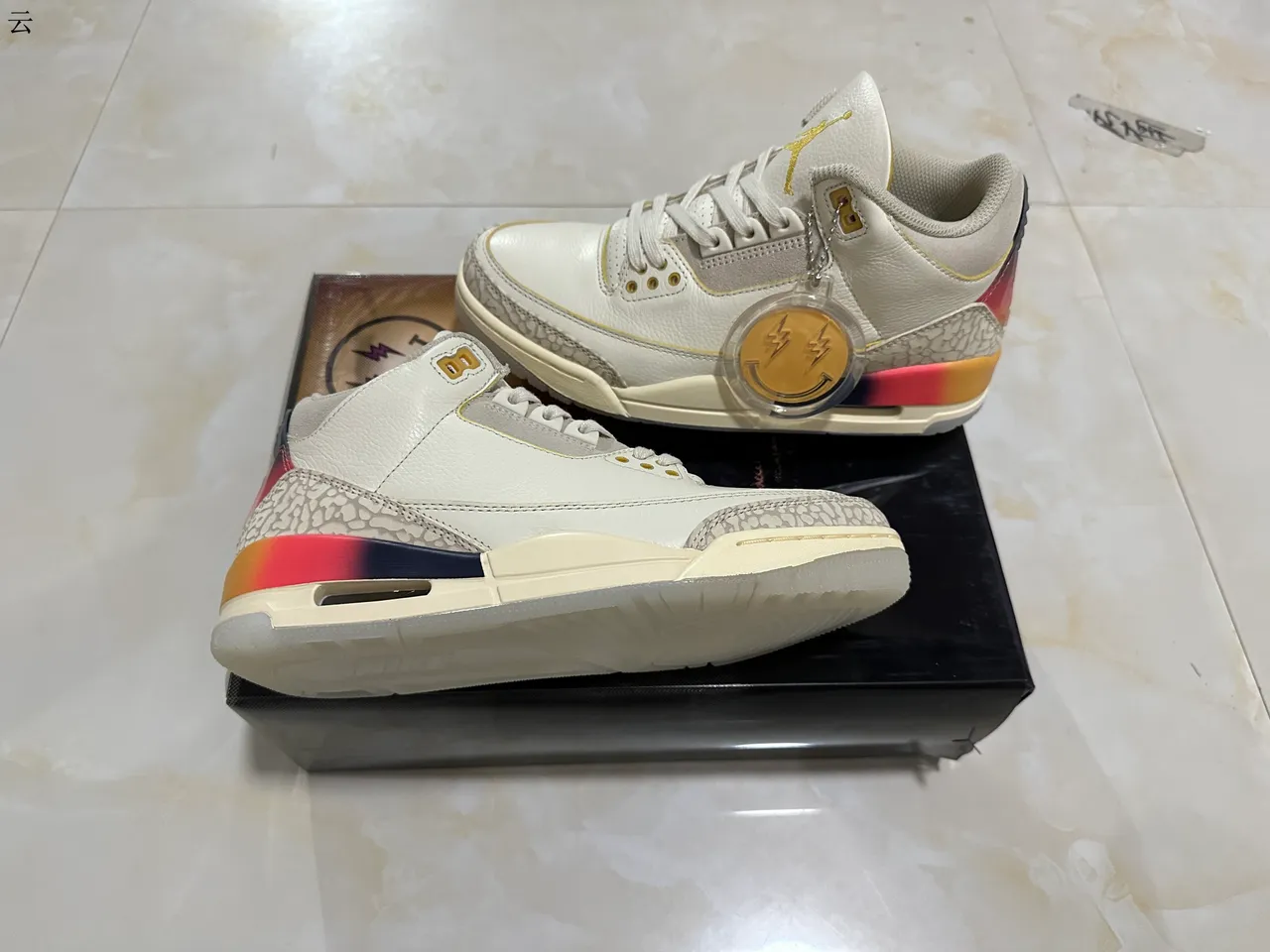 Air Jordan 3 Off-White ক্রিম গ্র্যাডিয়েন্ট হিল বাস্কেটবল জুতো 9