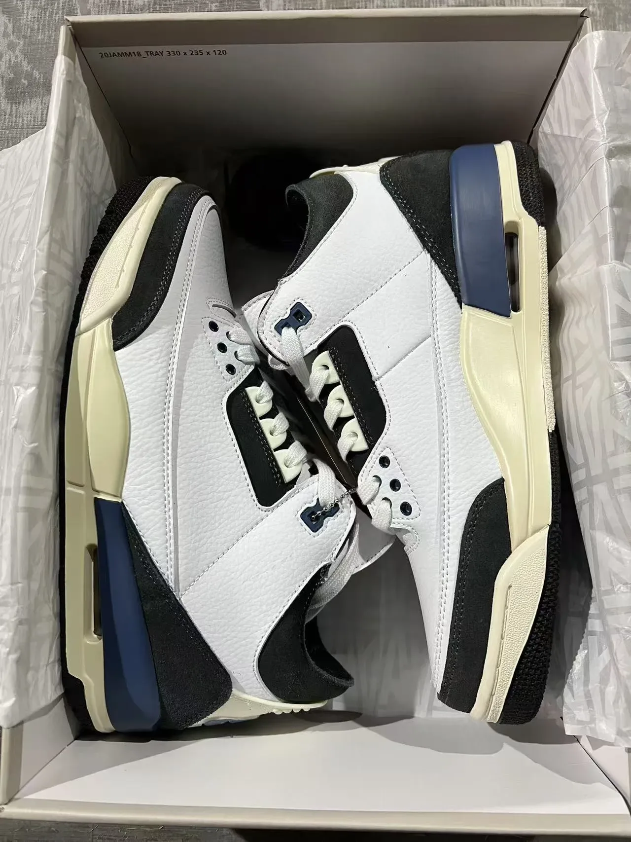Air Jordan 3 Blanc Noir Bleu Marine Crème Chaussures de Basketball 9
