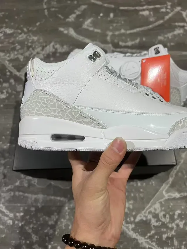 Air Jordan 3 White Elephant Print Basketball Shoes 7