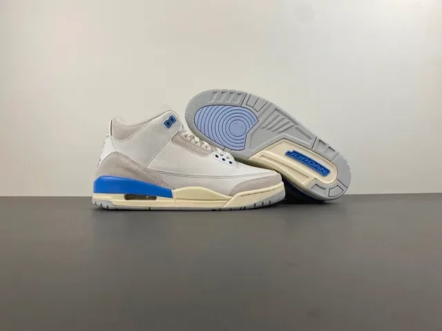 Air Jordan 3 أبيض رمادي فاتح أزرق حذاء كرة السلة 13