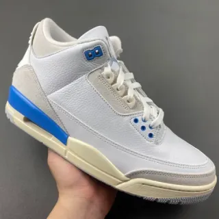 Air Jordan 3 Blanco Gris Claro Azul Zapatos de Baloncesto
