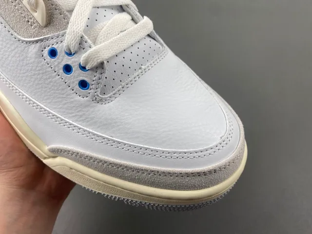 Air Jordan 3 সাদা হালকা ধূসর নীল বাস্কেটবল জুতো 2