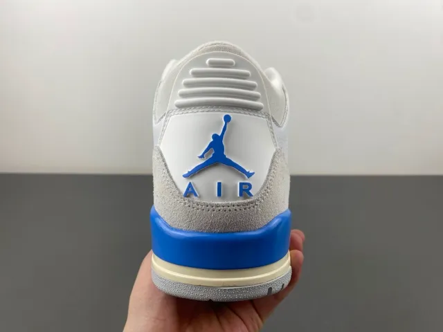 Air Jordan 3 সাদা হালকা ধূসর নীল বাস্কেটবল জুতো 4