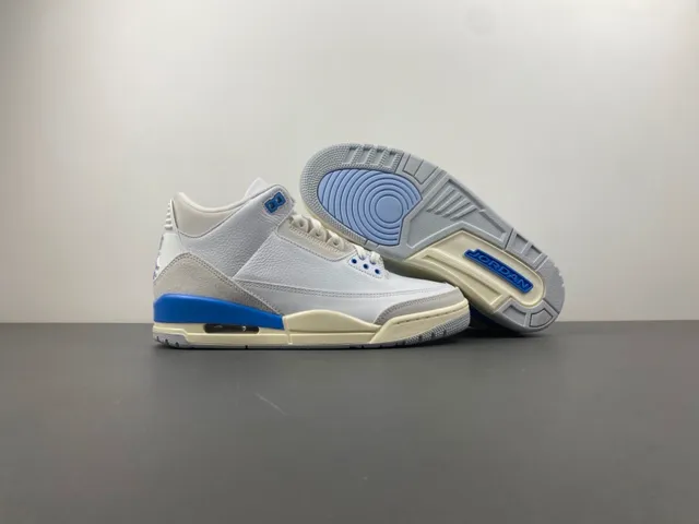 Air Jordan 3 সাদা হালকা ধূসর নীল বাস্কেটবল জুতো 12