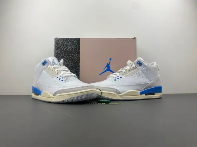 Air Jordan 3 সাদা হালকা ধূসর নীল বাস্কেটবল জুতো 13