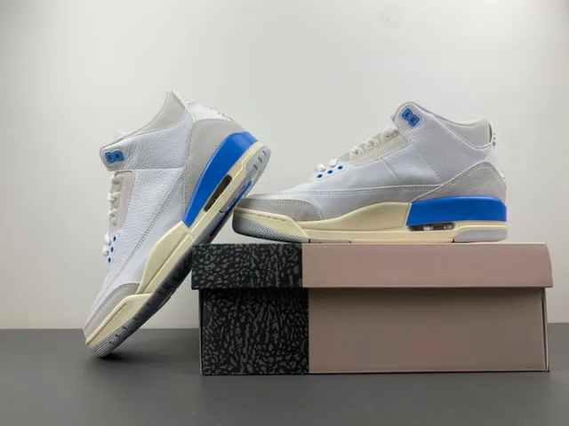 Air Jordan 3 সাদা হালকা ধূসর নীল বাস্কেটবল জুতো 14