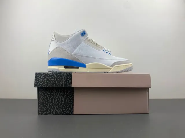 Air Jordan 3 সাদা হালকা ধূসর নীল বাস্কেটবল জুতো 15