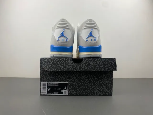 Air Jordan 3 সাদা হালকা ধূসর নীল বাস্কেটবল জুতো 17