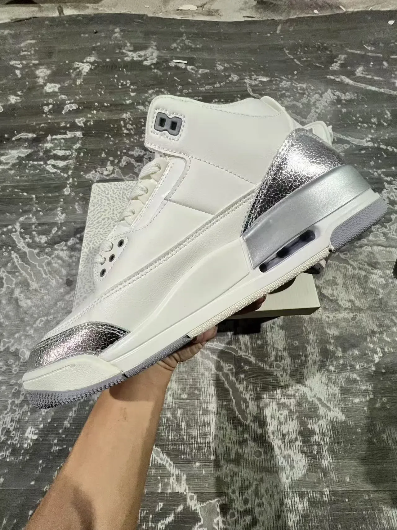 Air Jordan 3 أحذية كرة السلة البيضاء المعدنية الفضية 5