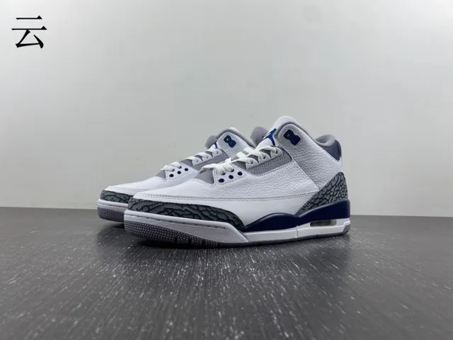 Air Jordan 3 সাদা নেভি এলিফ্যান্ট প্রিন্ট বাস্কেটবল জুতো 2