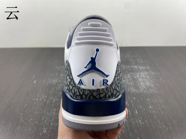 Air Jordan 3 সাদা নেভি এলিফ্যান্ট প্রিন্ট বাস্কেটবল জুতো 6