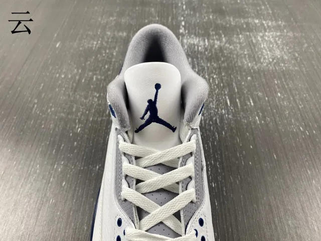 Air Jordan 3 সাদা নেভি এলিফ্যান্ট প্রিন্ট বাস্কেটবল জুতো 7