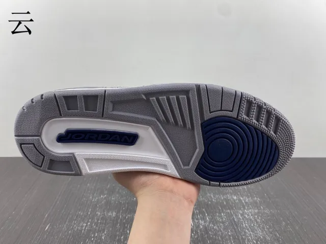 Air Jordan 3 সাদা নেভি এলিফ্যান্ট প্রিন্ট বাস্কেটবল জুতো 17