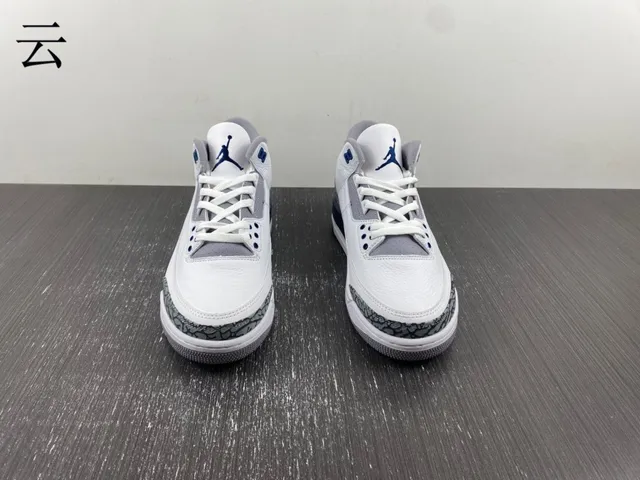 Air Jordan 3 সাদা নেভি এলিফ্যান্ট প্রিন্ট বাস্কেটবল জুতো 9