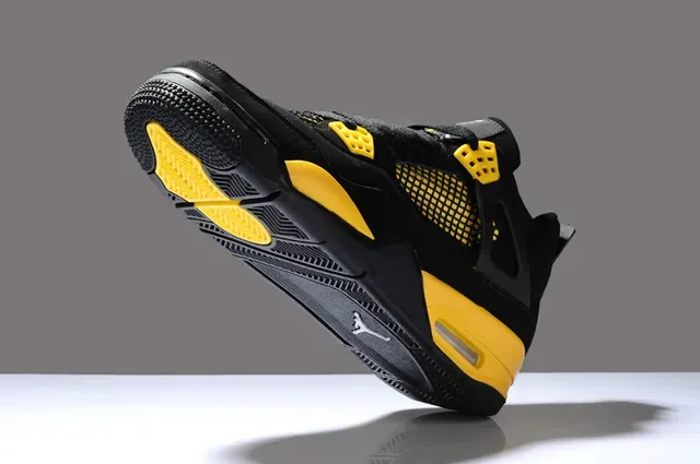 Air Jordan 4 Tênis de Basquete Preto Amarelo 2