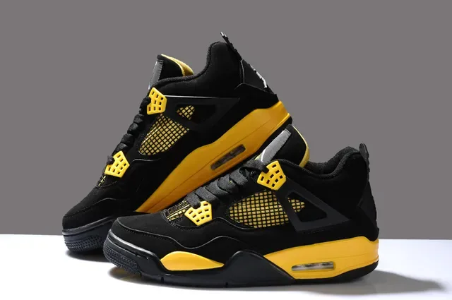 Air Jordan 4 Tênis de Basquete Preto Amarelo 4