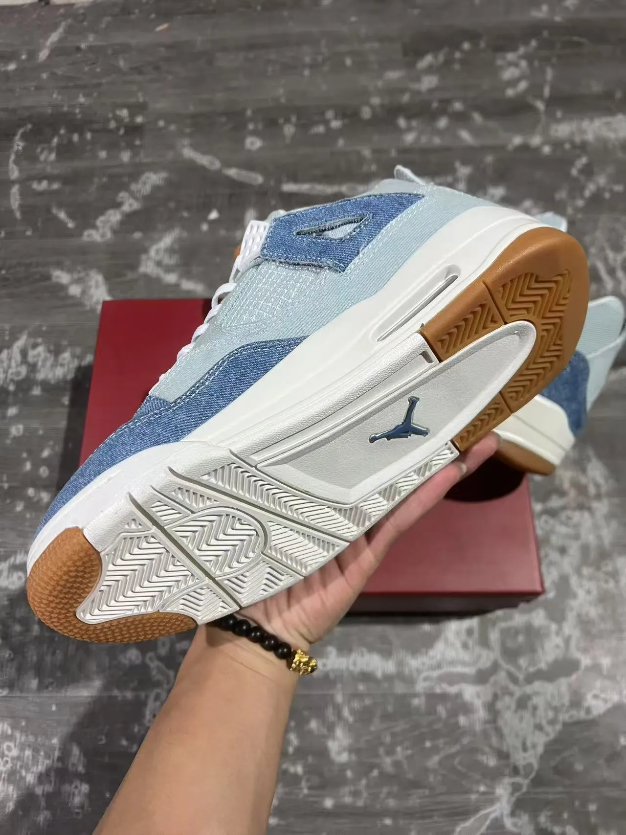 Zapatillas de baloncesto Air Jordan 4 azul denim blanco goma 6