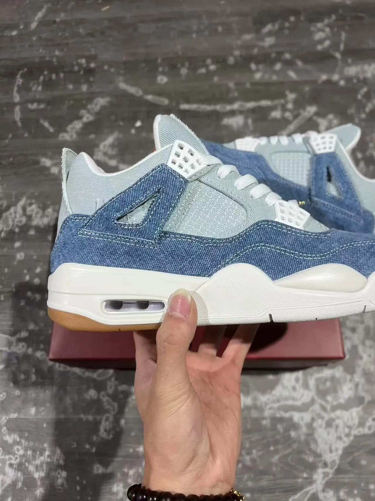 Zapatillas de baloncesto Air Jordan 4 azul denim blanco goma 7