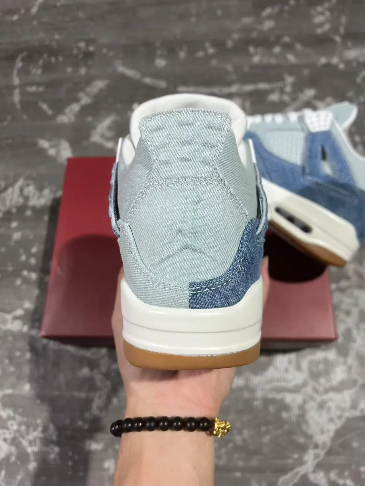 Zapatillas de baloncesto Air Jordan 4 azul denim blanco goma 8