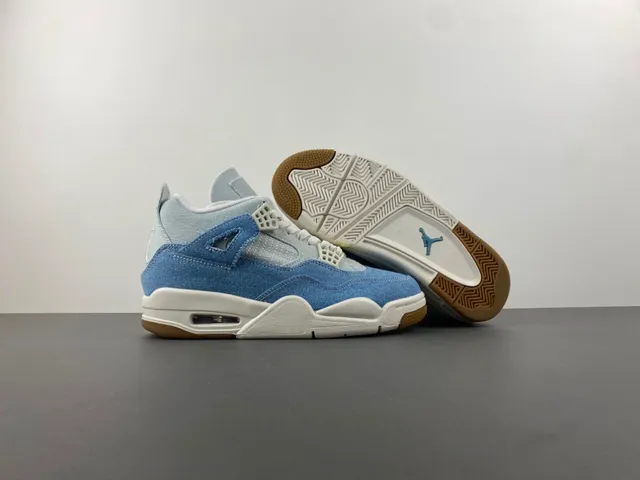 Air Jordan 4 Denim Blue White Gum أحذية كرة السلة 12