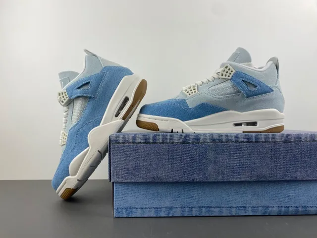Air Jordan 4 Denim Blue White Gum أحذية كرة السلة 14