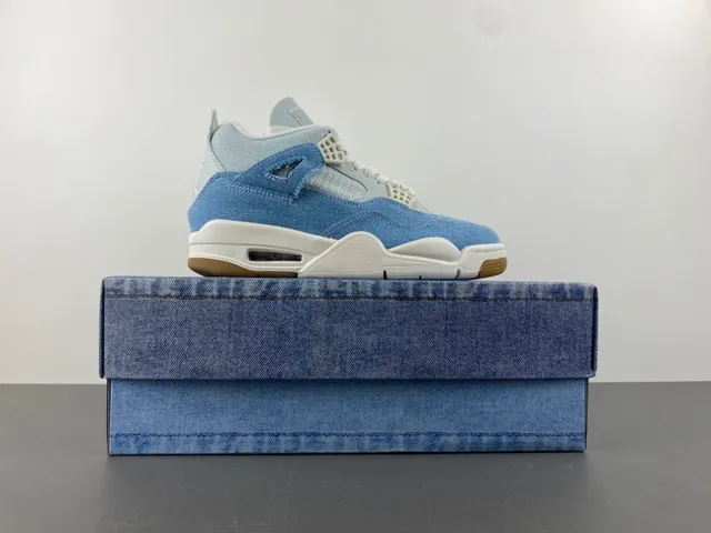 Air Jordan 4 Denim Blue White Gum أحذية كرة السلة 15