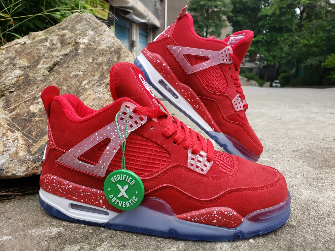 Air Jordan 4 লাল দাগযুক্ত সুয়েড বাস্কেটবল জুতো 3
