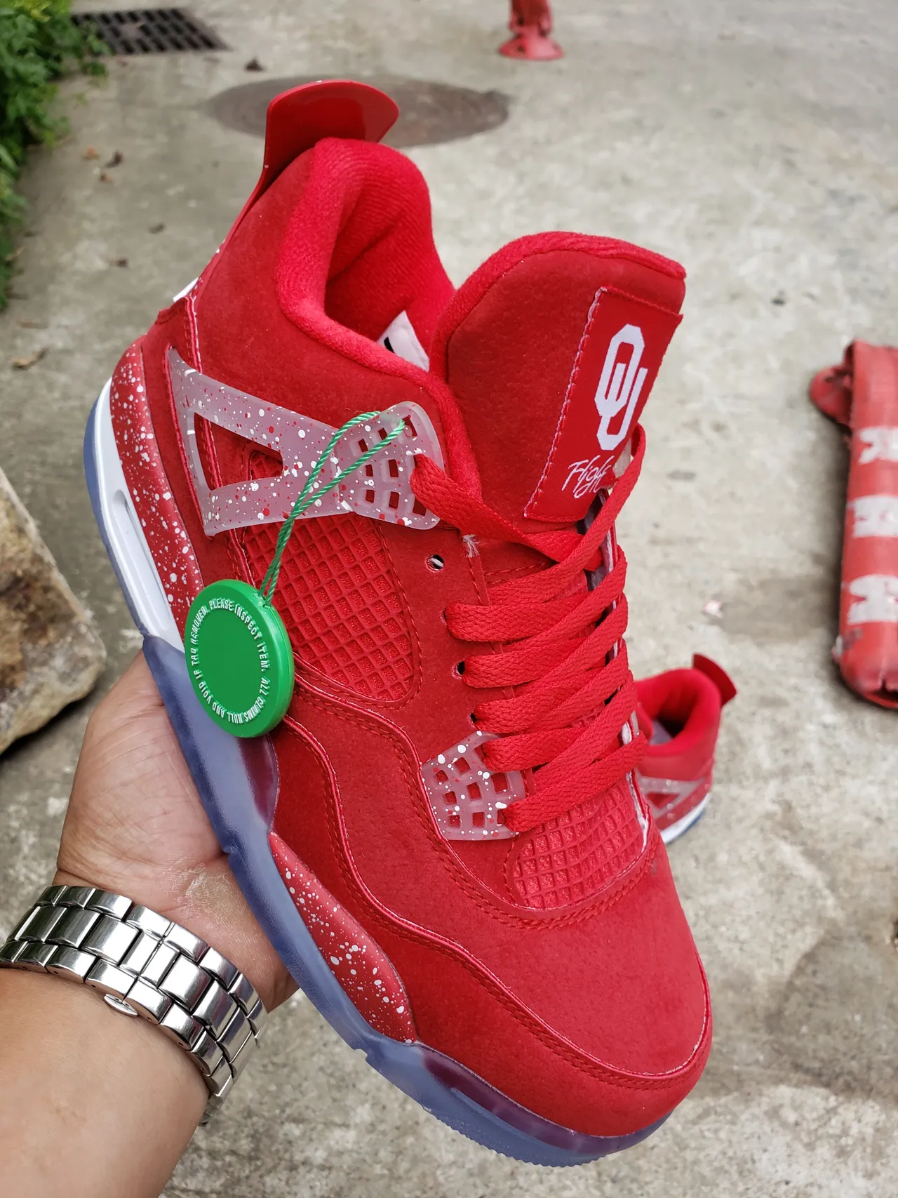 Air Jordan 4 লাল দাগযুক্ত সুয়েড বাস্কেটবল জুতো 5