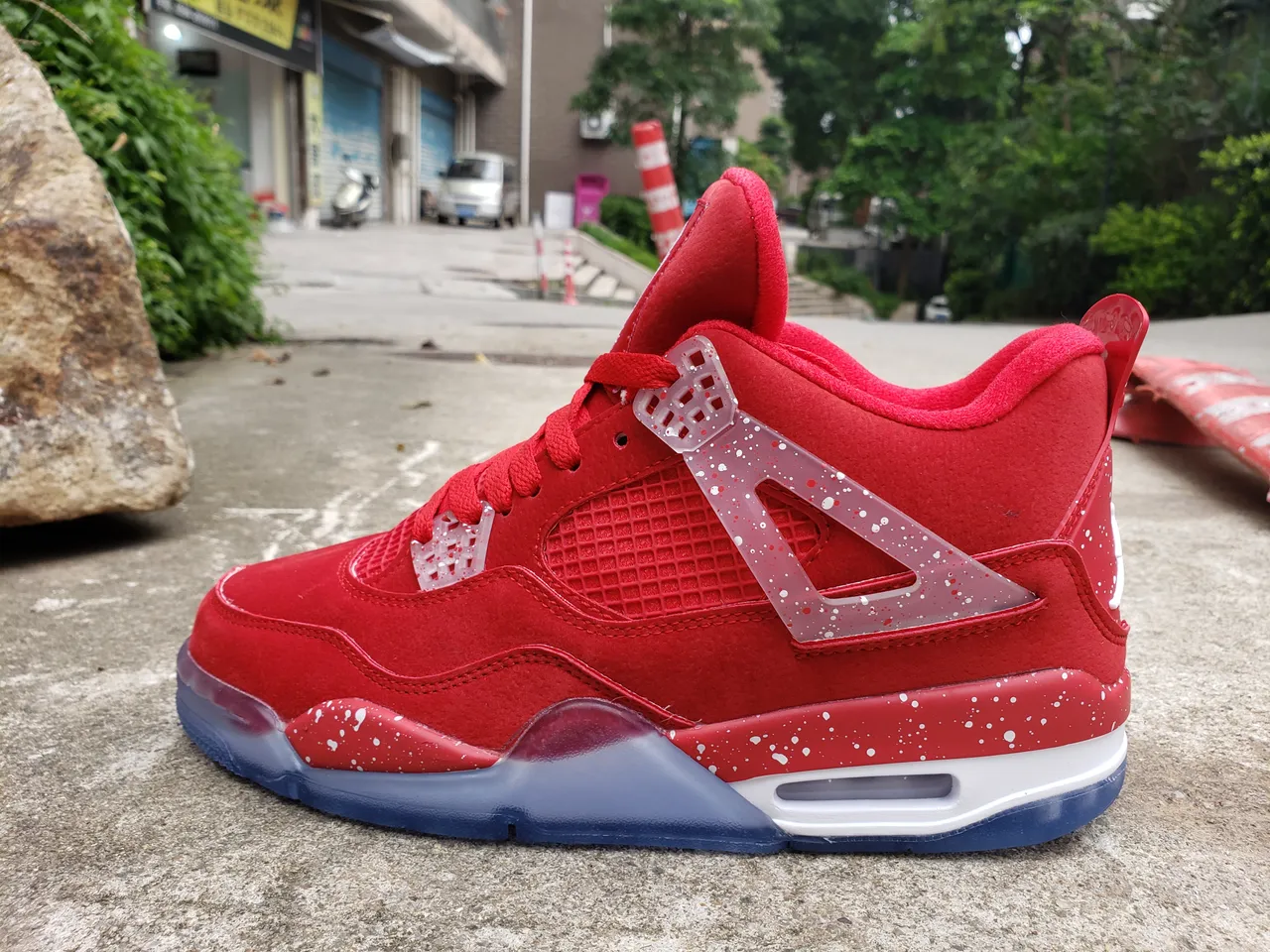 Air Jordan 4 লাল দাগযুক্ত সুয়েড বাস্কেটবল জুতো 6