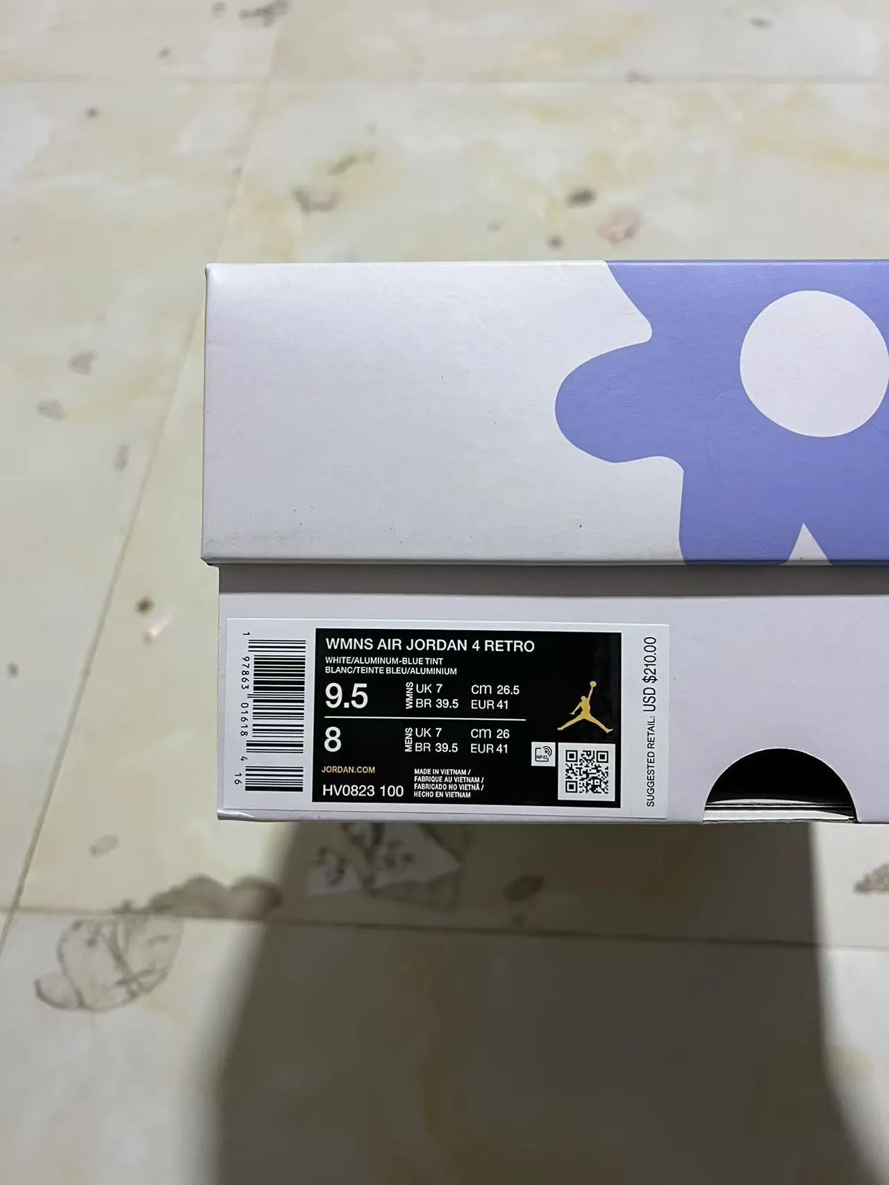 Air Jordan 4 Retro সাদা এবং হালকা নীল বাস্কেটবল জুতা 10