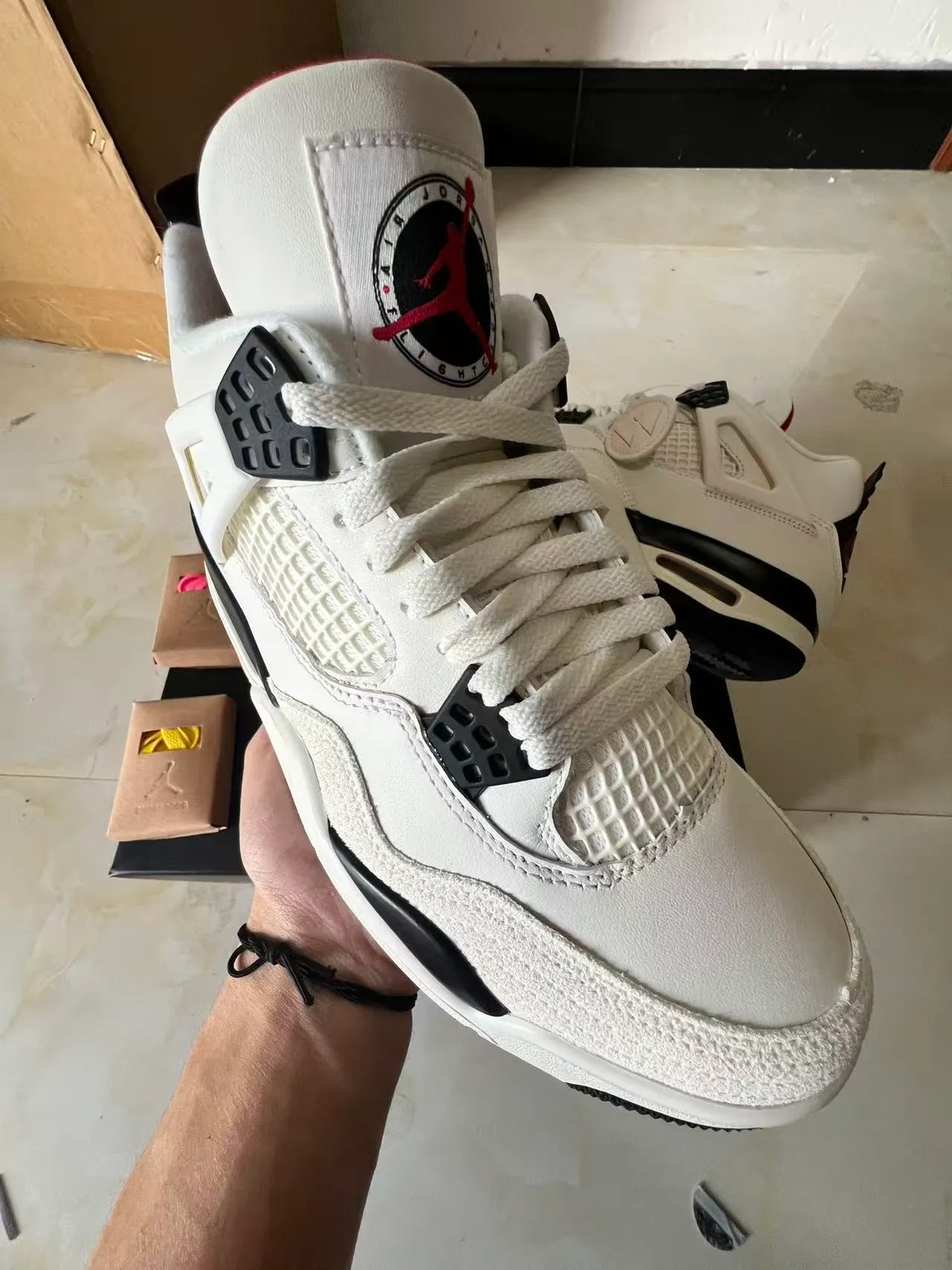 Air Jordan 4 White Black Red Basketball Shoes 2