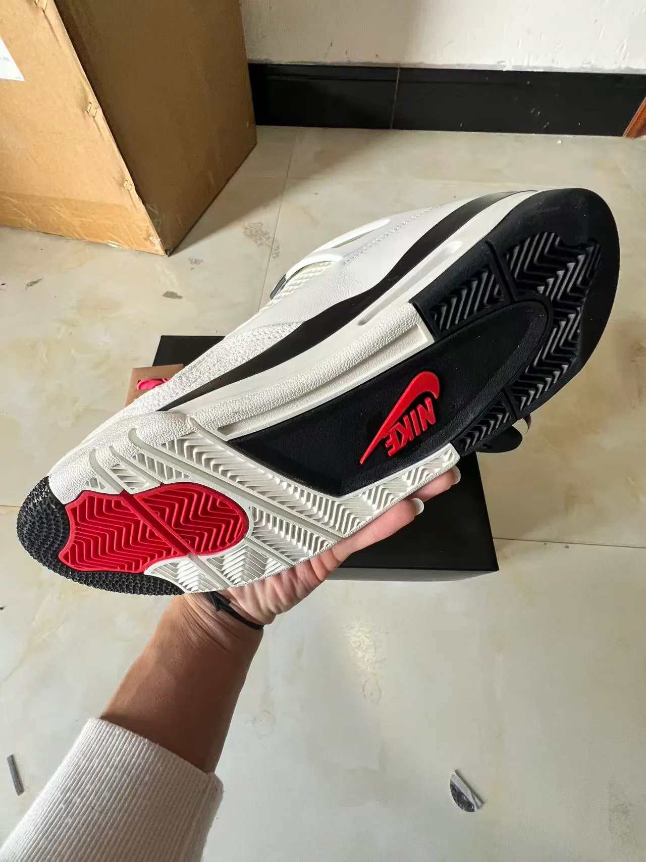 Air Jordan 4 White Black Red Basketball Shoes 6