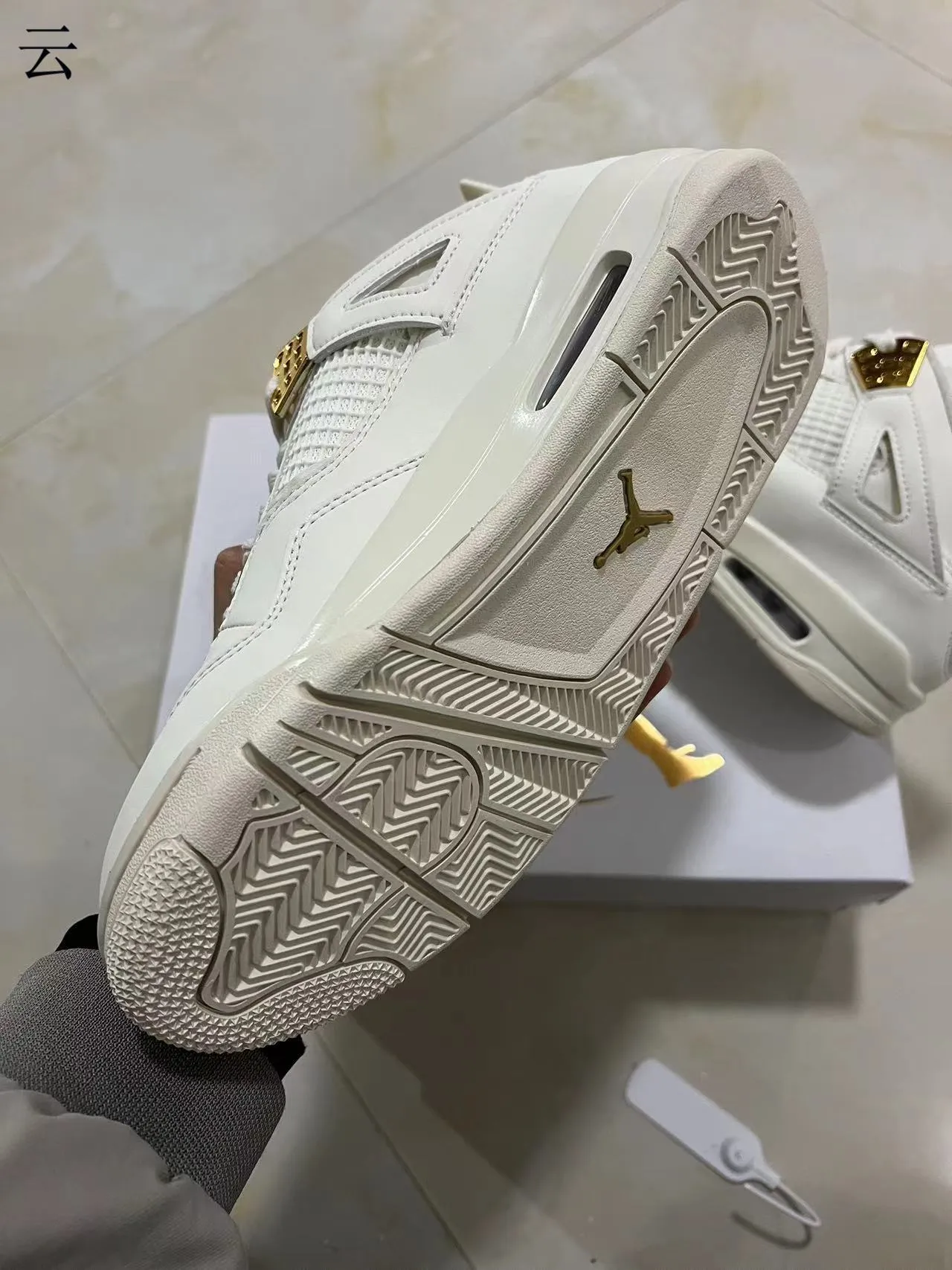 Air Jordan 4 হোয়াইট গোল্ড লেস লক বাস্কেটবল জুতো 6