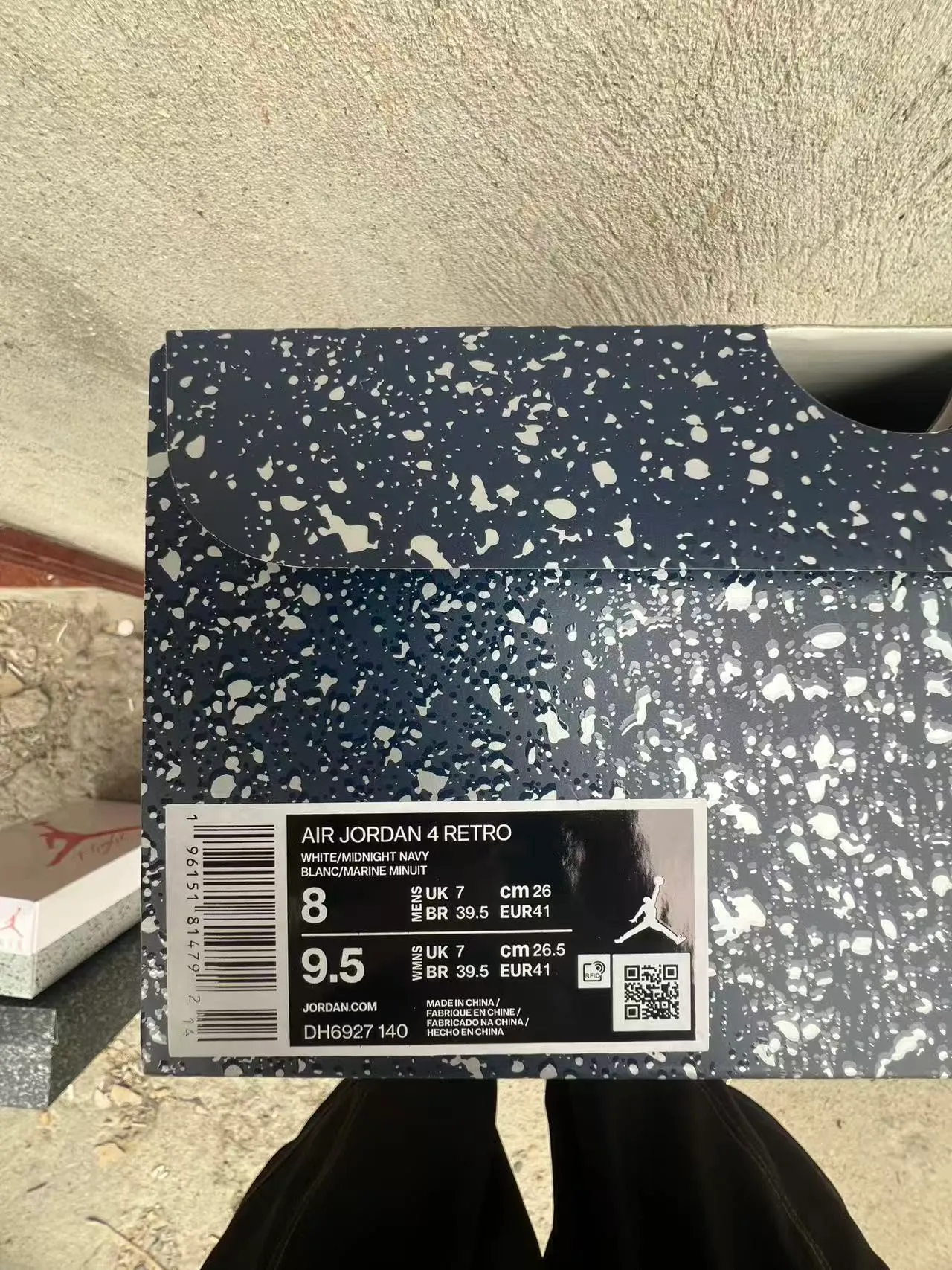 Chaussures de basketball Air Jordan 4 blanc bleu marine gris moucheté 10