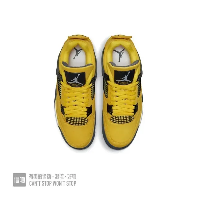 Air Jordan 4 Amarillo Negro Blanco Zapatillas de Baloncesto 4
