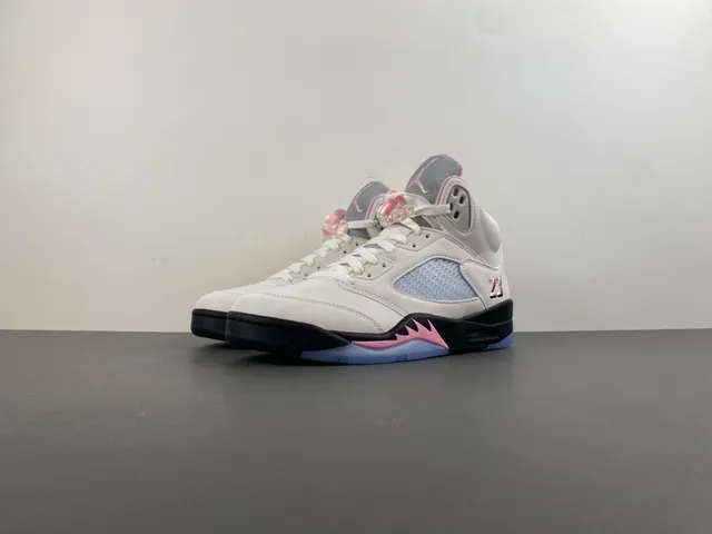 Air Jordan 5 Off-White zapatillas de baloncesto rosas y azules 10
