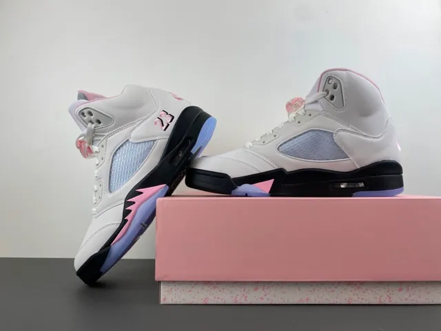 Air Jordan 5 Off-White zapatillas de baloncesto rosas y azules 15