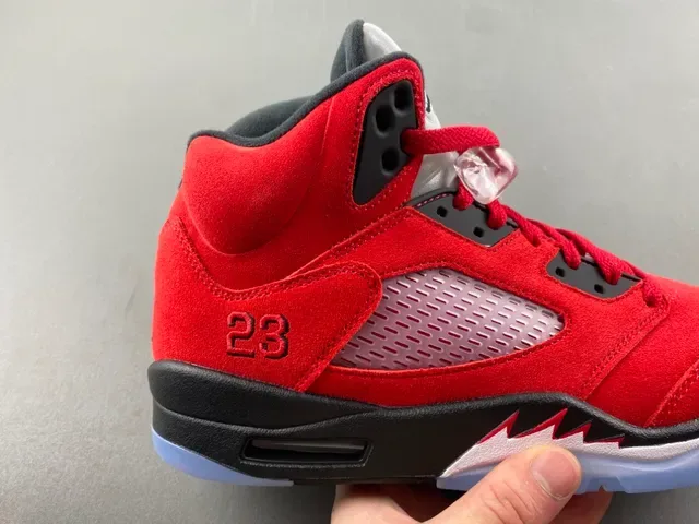 Air Jordan 5 लाल काला हल्का नीला बास्केटबॉल जूते 3