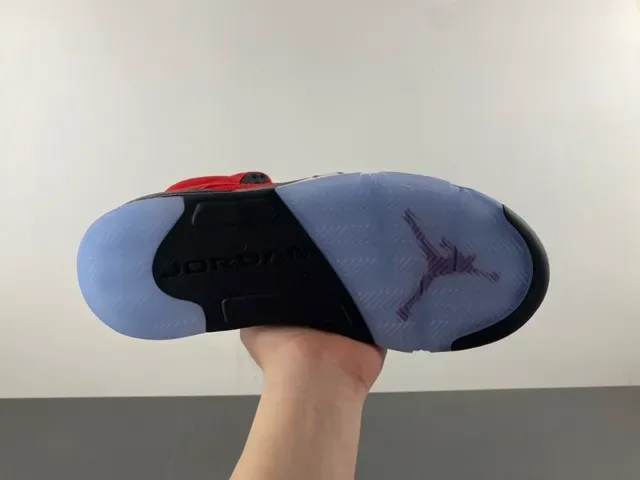 Air Jordan 5 लाल काला हल्का नीला बास्केटबॉल जूते 9