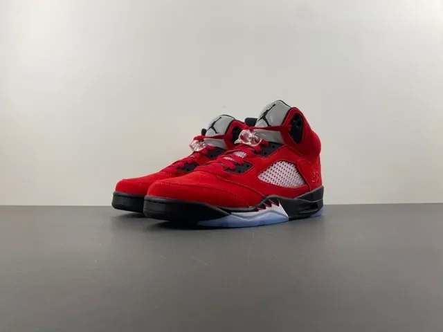 Air Jordan 5 लाल काला हल्का नीला बास्केटबॉल जूते 10