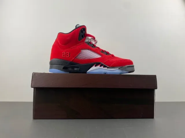 Air Jordan 5 लाल काला हल्का नीला बास्केटबॉल जूते 15