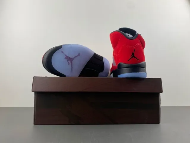 Air Jordan 5 लाल काला हल्का नीला बास्केटबॉल जूते 16